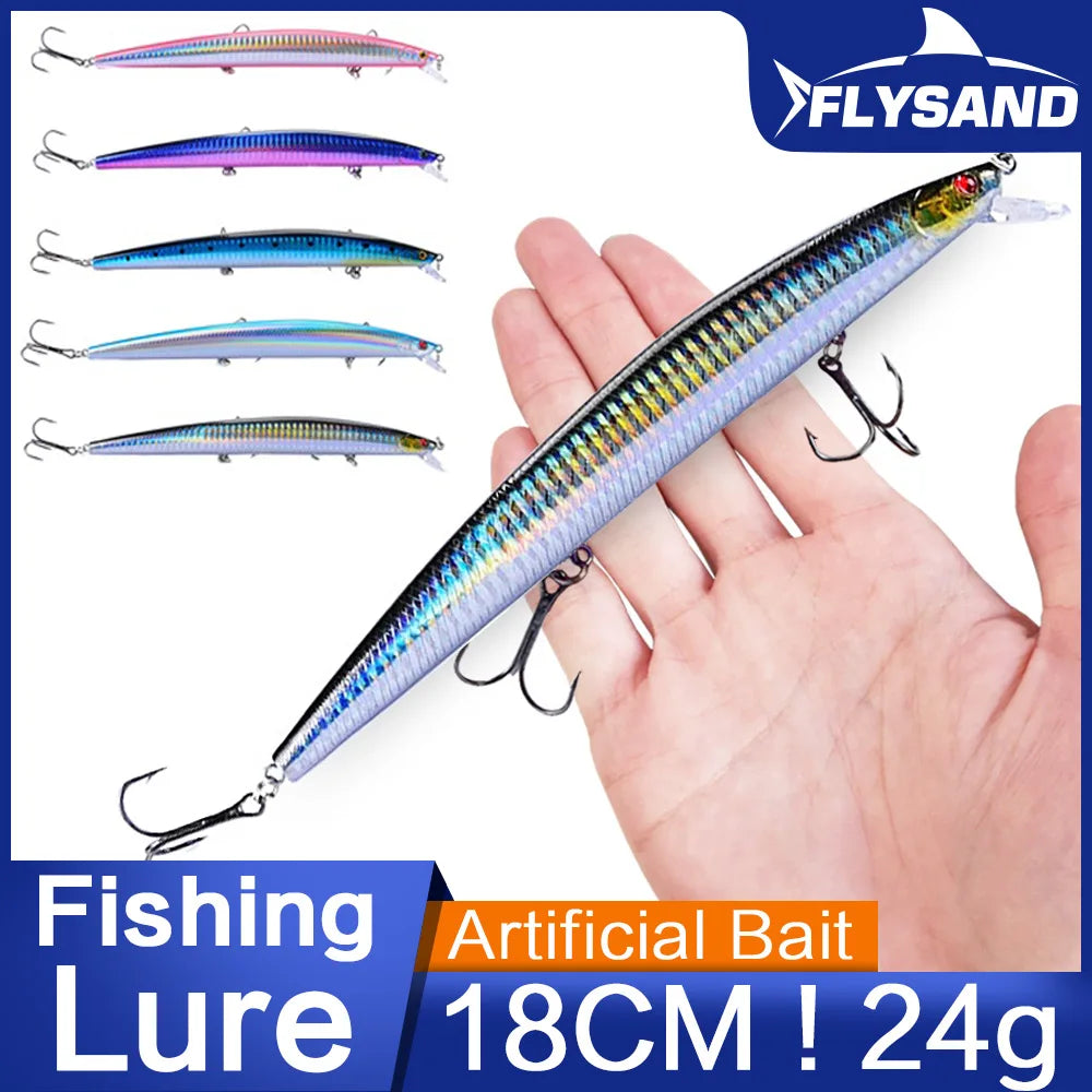 Fishing Lures 18cm/24g Crankbaits Fishing Hard Bait Isca Artificiais Pesca Sea Wobbler Swimming Baits Laser Minnow Lure