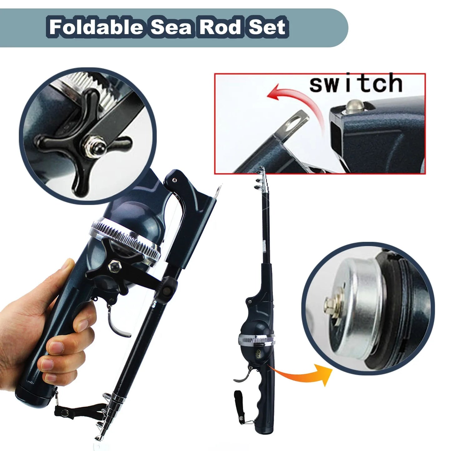 Portable Carp Foldable Fishing Rod Folding Fishing Lure Rod Telescopic Fighing Pole Reel Combo with Fishing Line Outdoor Fishing