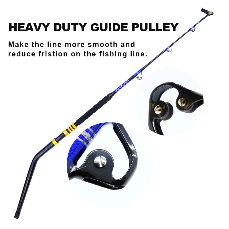 Sea Fishing Heavy Rod 3+1 Roller Guid 80LBS 100LBS 130LBS Big Game Boat Trolling Rod Winter Rod Tuna