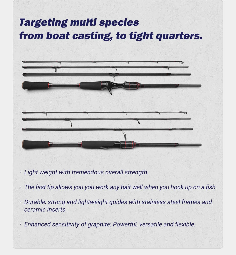 Fishing Rod Leisure Spinning Casting 4 Section Travel Rod Pike Trout Freshwater Fishing Rod