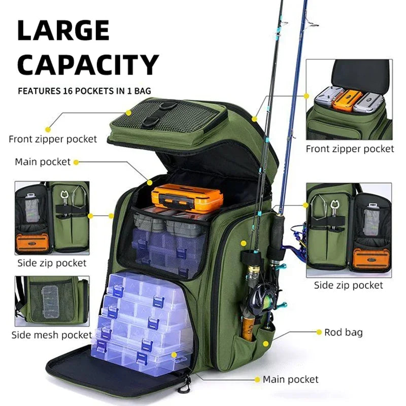 Fishing Backpack W/ Rod Holders