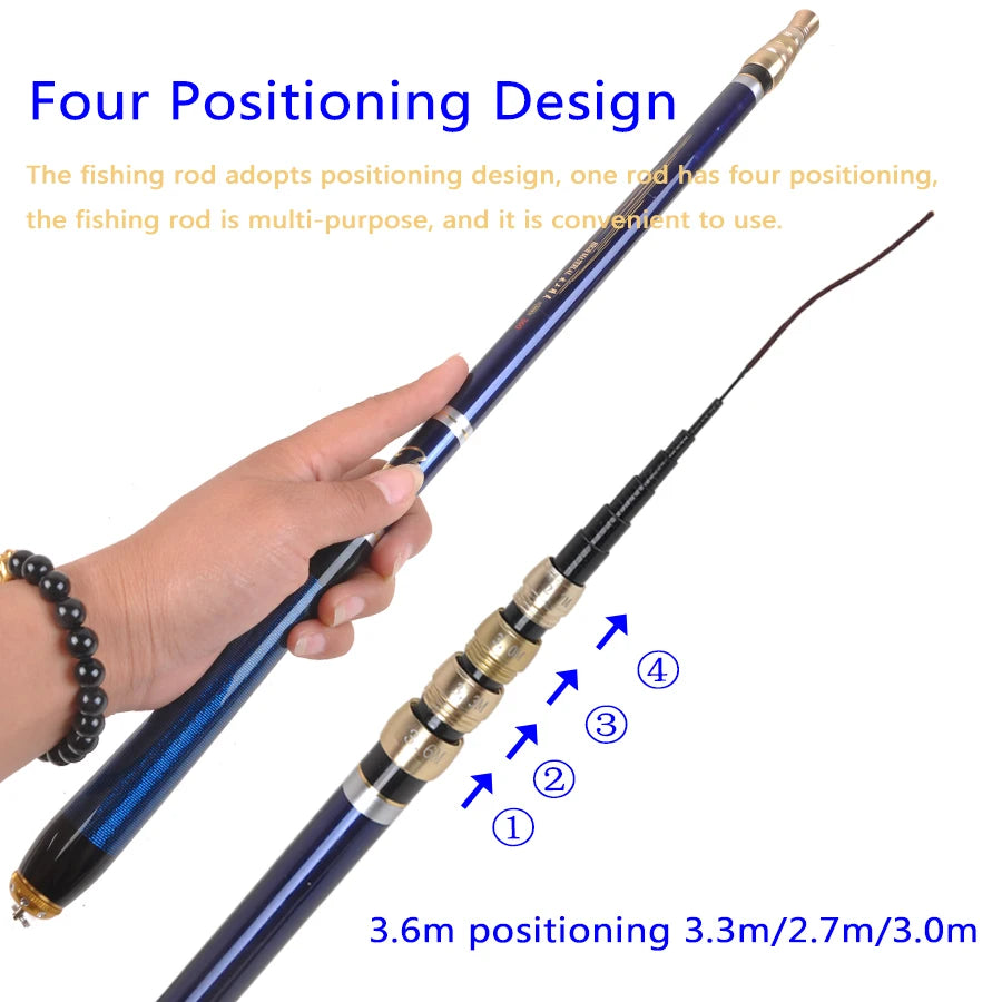 Carbon Fiber Four Positioning Fishing Telescopic Stream Feeder Rod Ultralight Hard Accessory Hand Fishing Rod