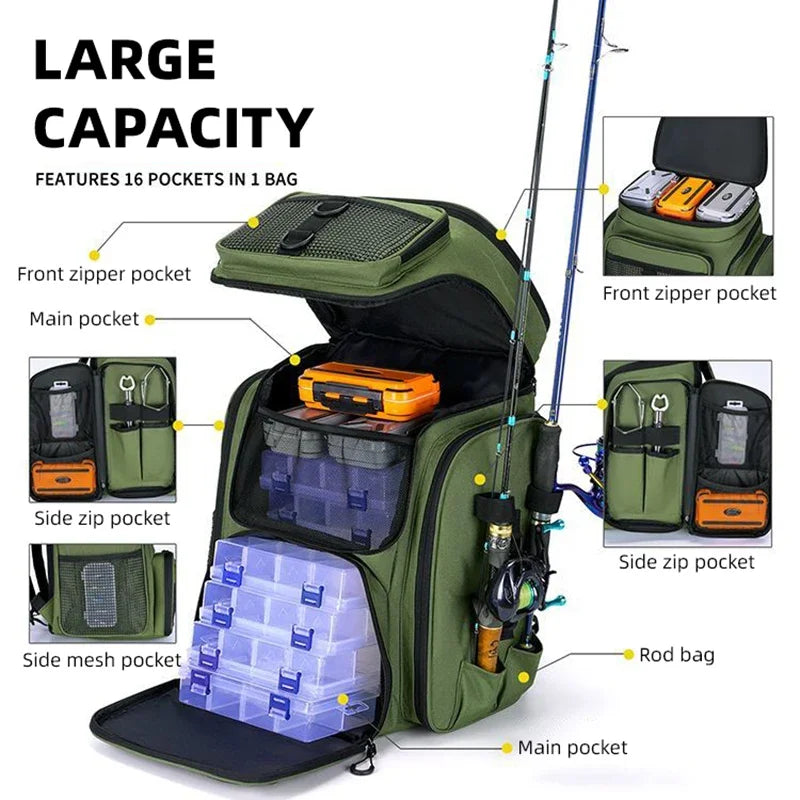 Fishing Backpack W/ Rod Holders
