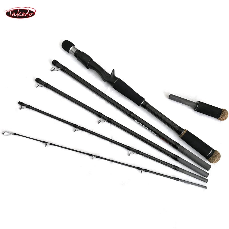 High Quality Travel Spinning Fishing Rod Carbon Fiber Bass Lure Surf Casting Rods 6 Sections Adjustable Rod