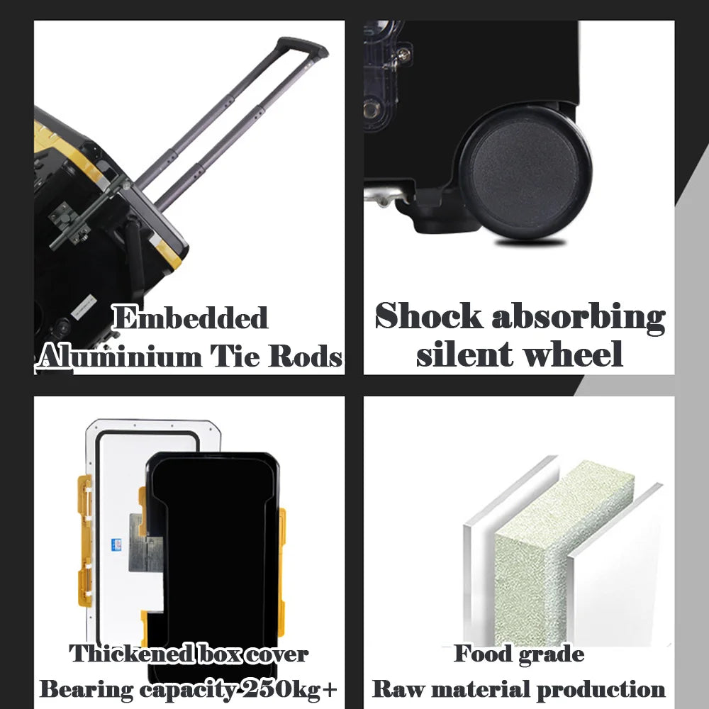 Multifunctional Fishing Tackle Box 36L Fishing Bucket Storage Tackle Box with Liftable Legs and Wheel Fishing Storage Equipment