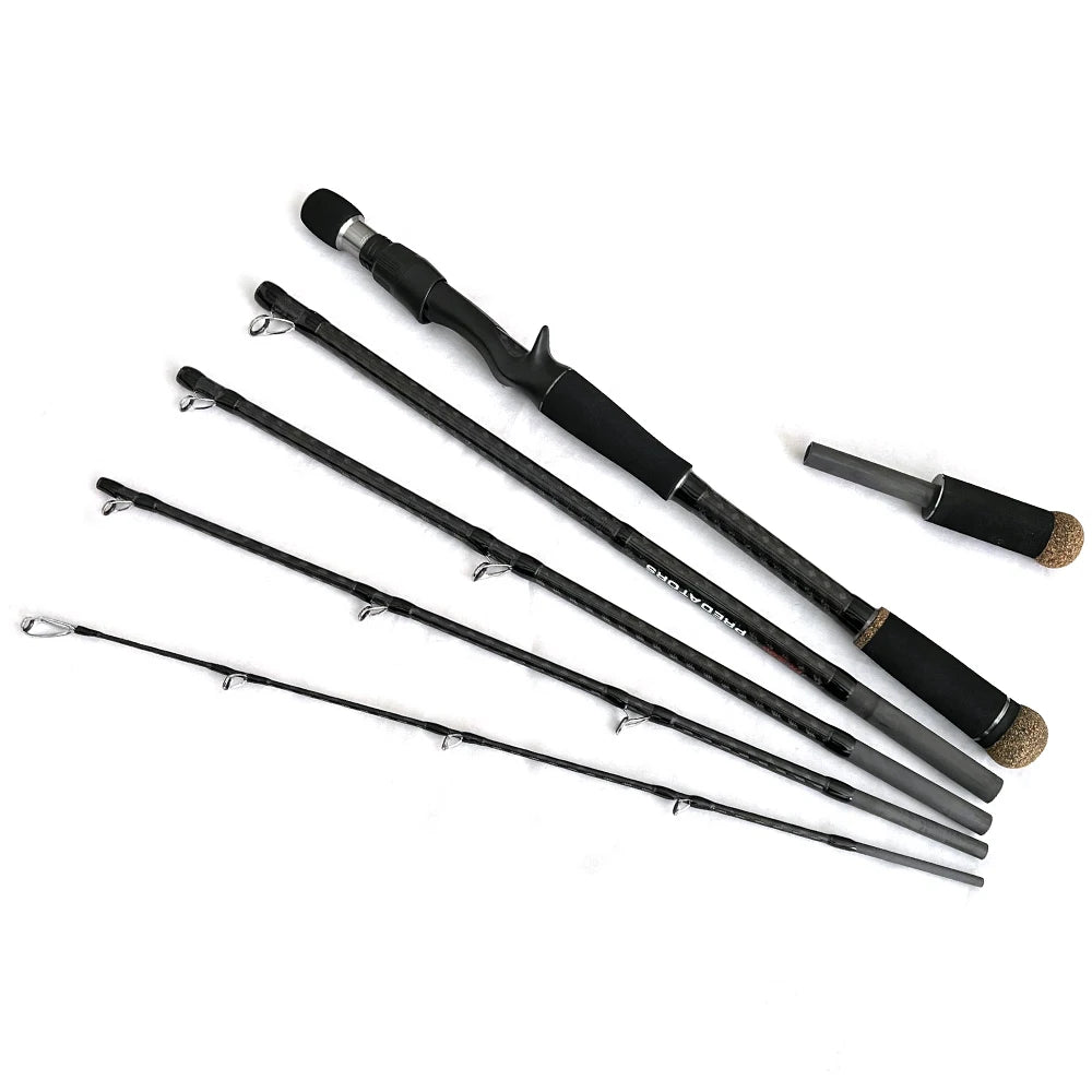 High Quality Travel Spinning Fishing Rod Carbon Fiber Bass Lure Surf Casting Rods 6 Sections Adjustable Rod