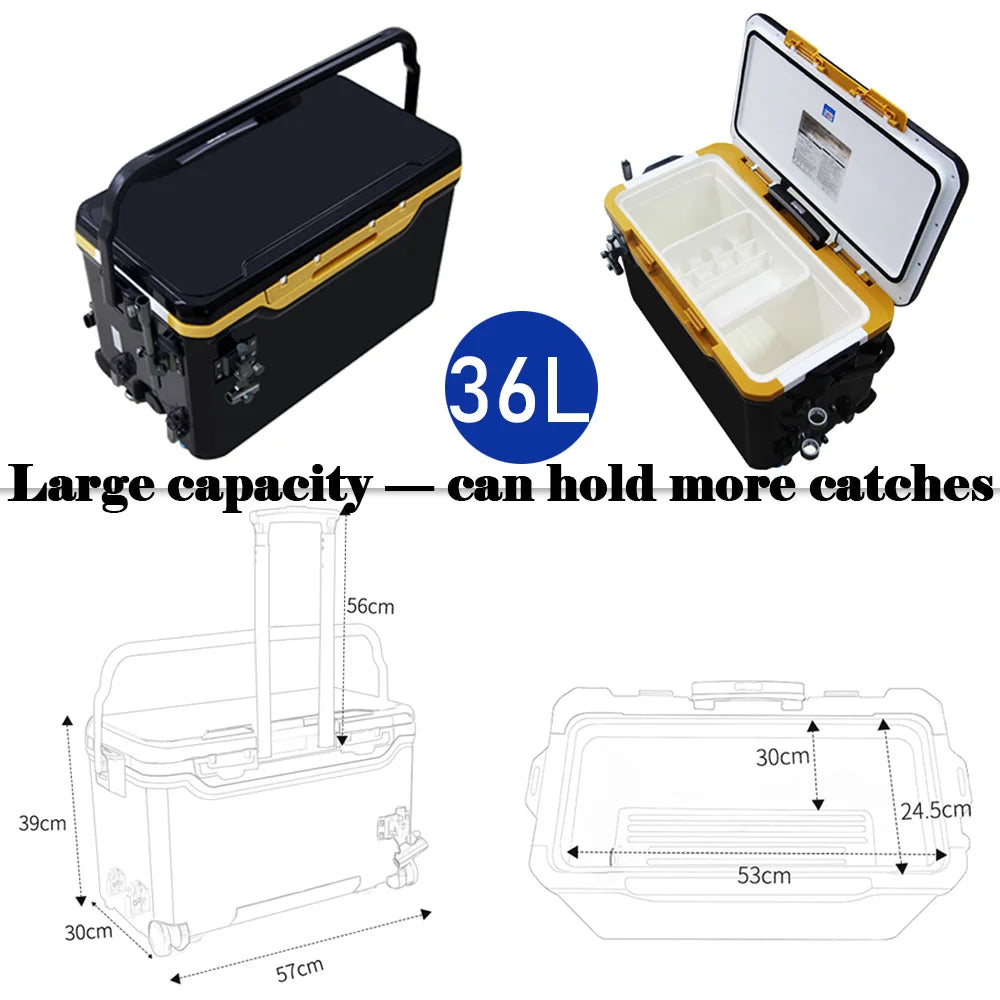 Multifunctional Fishing Tackle Box 36L Fishing Bucket Storage Tackle Box with Liftable Legs and Wheel Fishing Storage Equipment