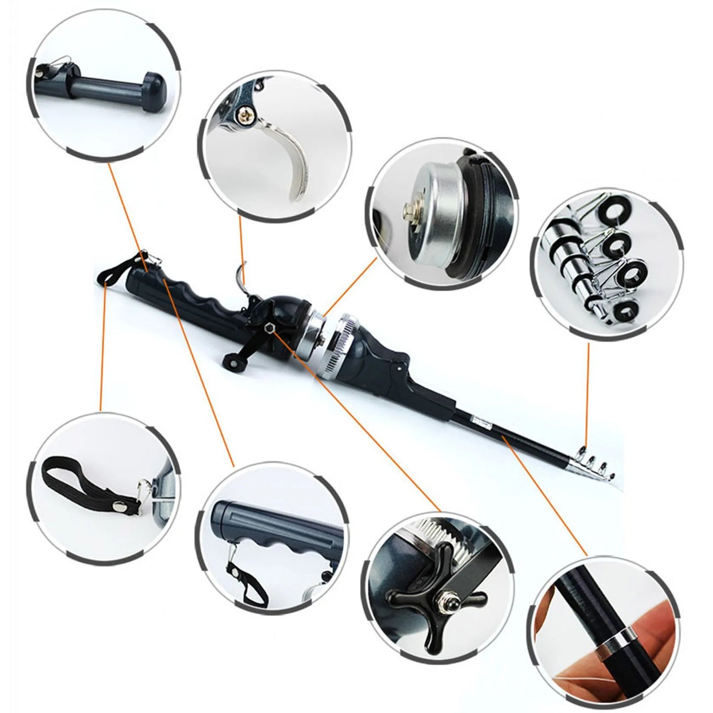 Folding Fishing  Rod Telescopic Fighing Pole Reel Combo with Fishing Line Outdoor Fishing
