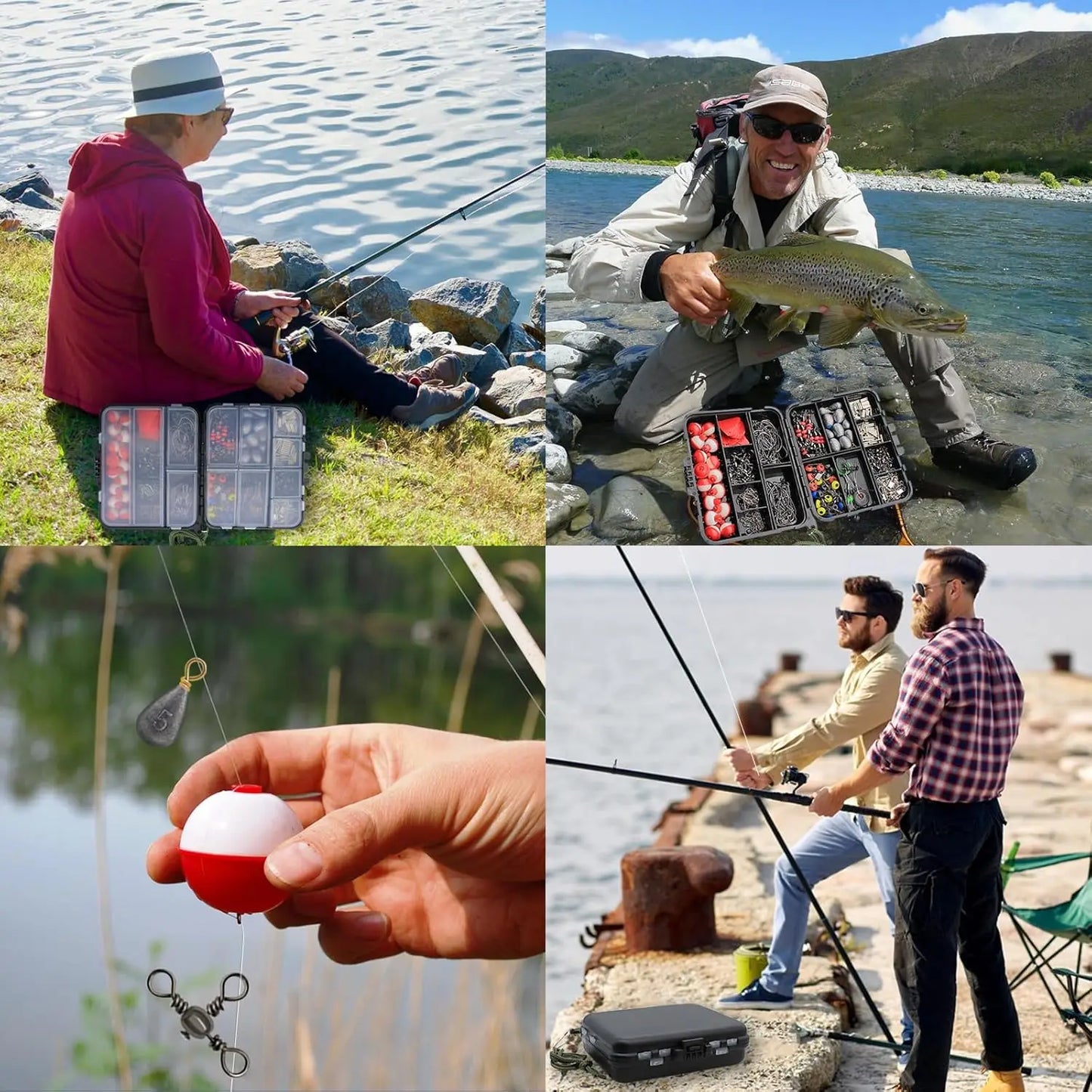 264Pcs Fishing Tackle Including Hooks Sinker Weight Swivels Snaps Outdoor Fishing Accessories Set Variety Fishing Supplies