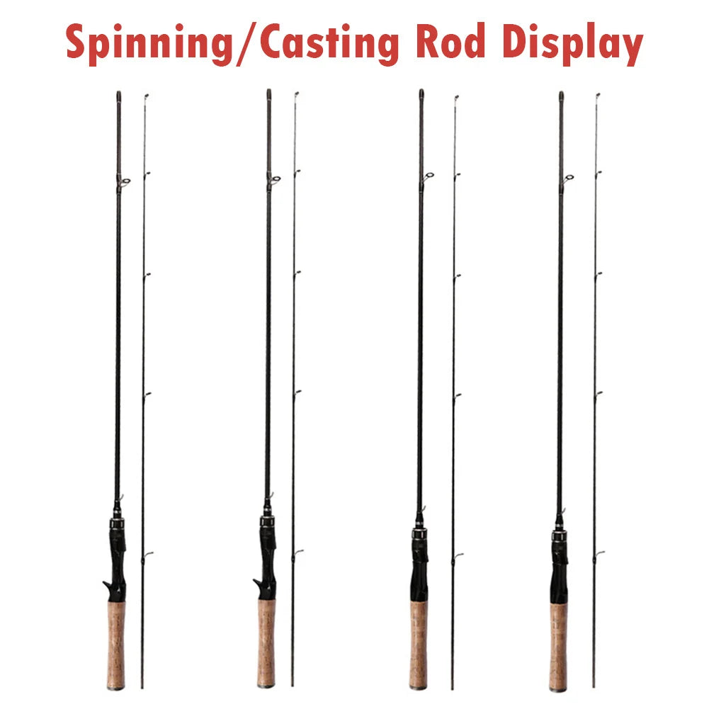Lightweight Fishing Rod 1.65m/1.8m Carbon Spinning Casting Rod UL Power 2-Section Pole Bass Carp Saltwater Fishing Accessories