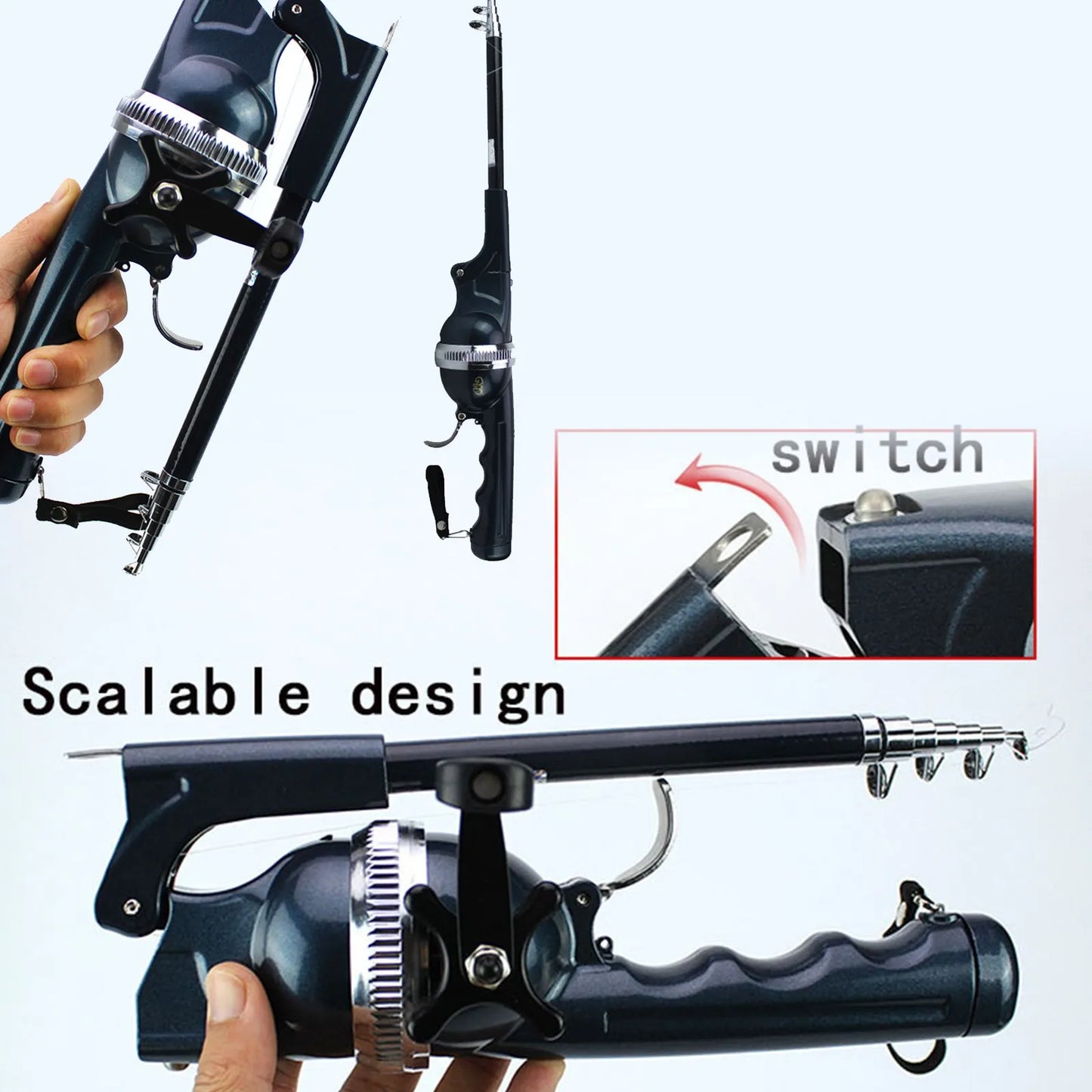 Portable Carp Foldable Fishing Rod Folding Fishing Lure Rod Telescopic Fighing Pole Reel Combo with Fishing Line Outdoor Fishing