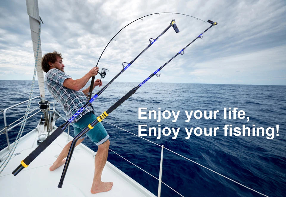Sea Fishing Heavy Rod 3+1 Roller Guid 80LBS 100LBS 130LBS Big Game Boat Trolling Rod Winter Rod Tuna