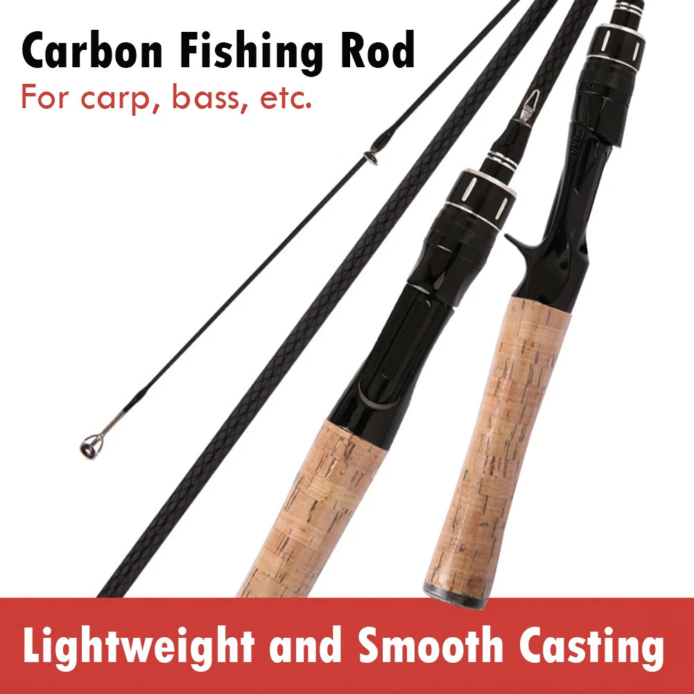 Lightweight Fishing Rod 1.65m/1.8m Carbon Spinning Casting Rod UL Power 2-Section Pole Bass Carp Saltwater Fishing Accessories