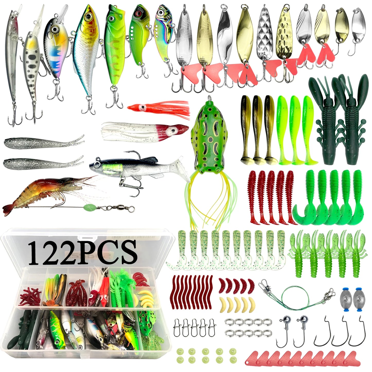 284pcs Fishing Lures Kit for Topwater Bait Rigs Tackle Kit for Bass Trout Salmon Fishing Accessories