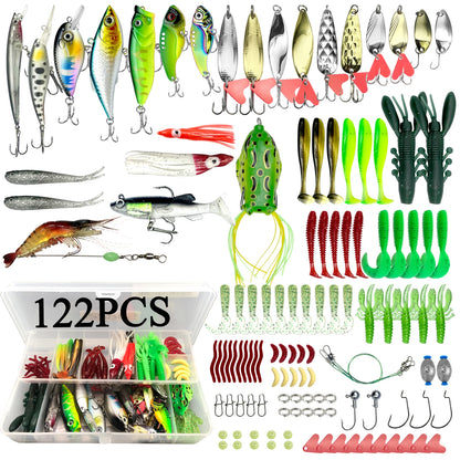 284pcs Fishing Lures Kit for Topwater Bait Rigs Tackle Kit for Bass Trout Salmon Fishing Accessories