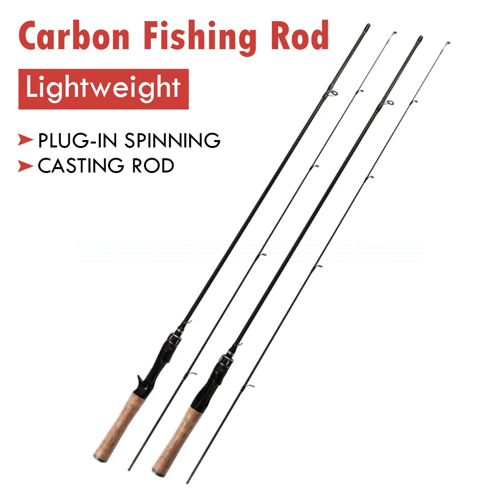 Lightweight Fishing Rod 1.65m/1.8m Carbon Spinning Casting Rod UL Power 2-Section Pole Bass Carp Saltwater Fishing Accessories