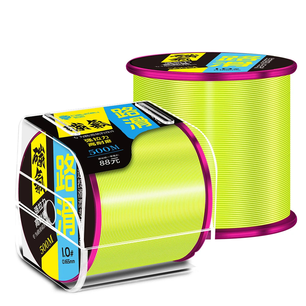 500m Fluorocarbon Coating Fishing Line Super Strong Monofilament Fishing Line Fast Sinking Invisible Fishing Line