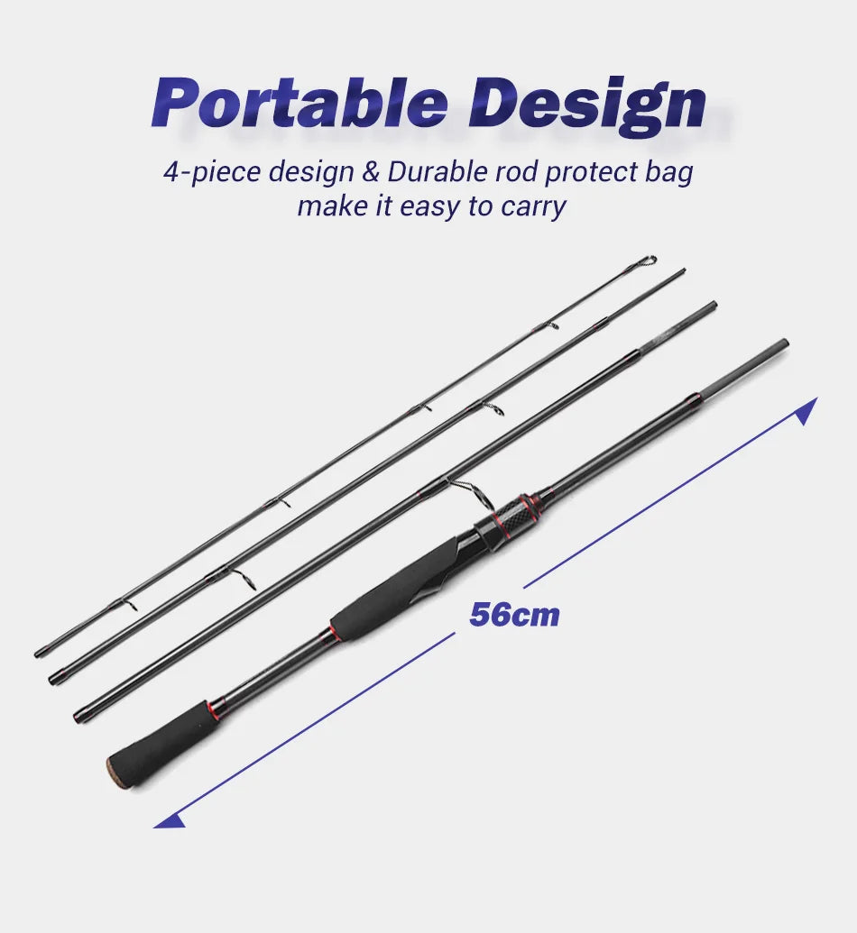 NOEBY Fishing Rod Leisure K4 Spinning Casting 2.13m 4 Section 7-28g Lure Travel Rod Pike Trout Freshwater Fishing Rod