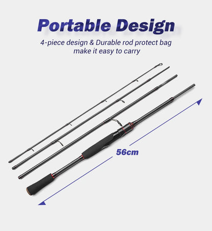 NOEBY Fishing Rod Leisure K4 Spinning Casting 2.13m 4 Section 7-28g Lure Travel Rod Pike Trout Freshwater Fishing Rod