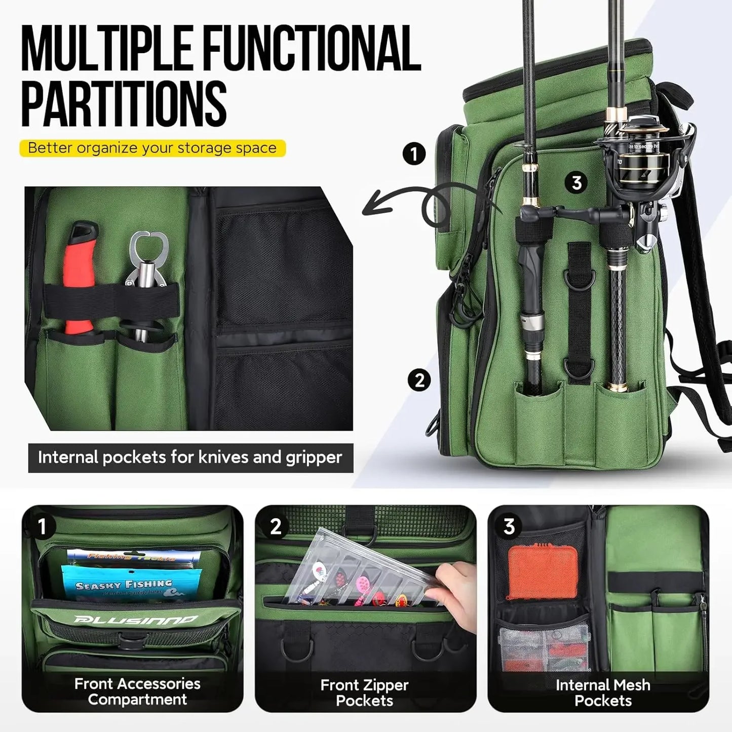 Fishing Backpack W/ Rod Holders