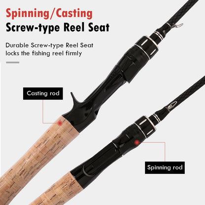 Lightweight Fishing Rod 1.65m/1.8m Carbon Spinning Casting Rod UL Power 2-Section Pole Bass Carp Saltwater Fishing Accessories