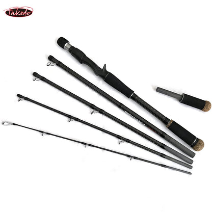TAKEDOTN92 PT65CXH-6 High Quality Travel Spinning Fishing Rod Carbon Fiber Bass Lure Surf Casting Rods 6 Sections Adjustable Rod