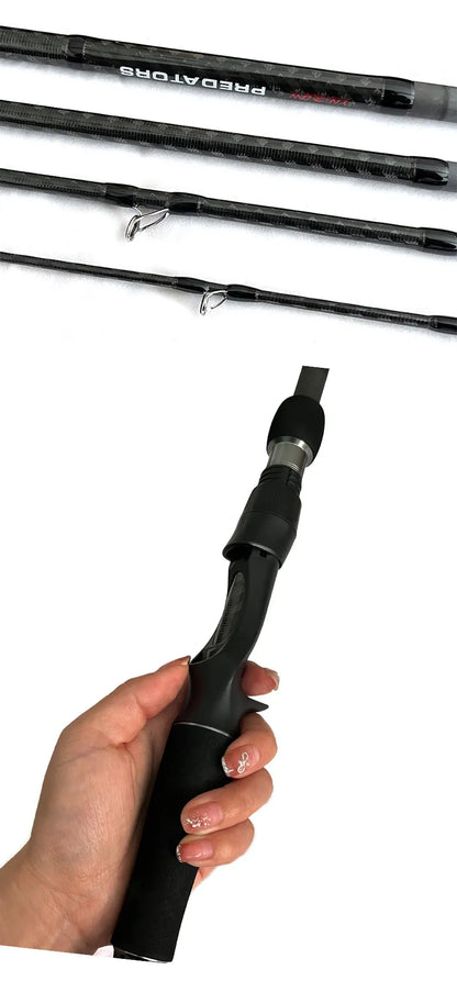 TAKEDOTN92 PT65CXH-6 High Quality Travel Spinning Fishing Rod Carbon Fiber Bass Lure Surf Casting Rods 6 Sections Adjustable Rod
