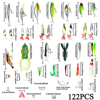 284pcs Fishing Lures Kit for Topwater Bait Rigs Tackle Kit for Bass Trout Salmon Fishing Accessories