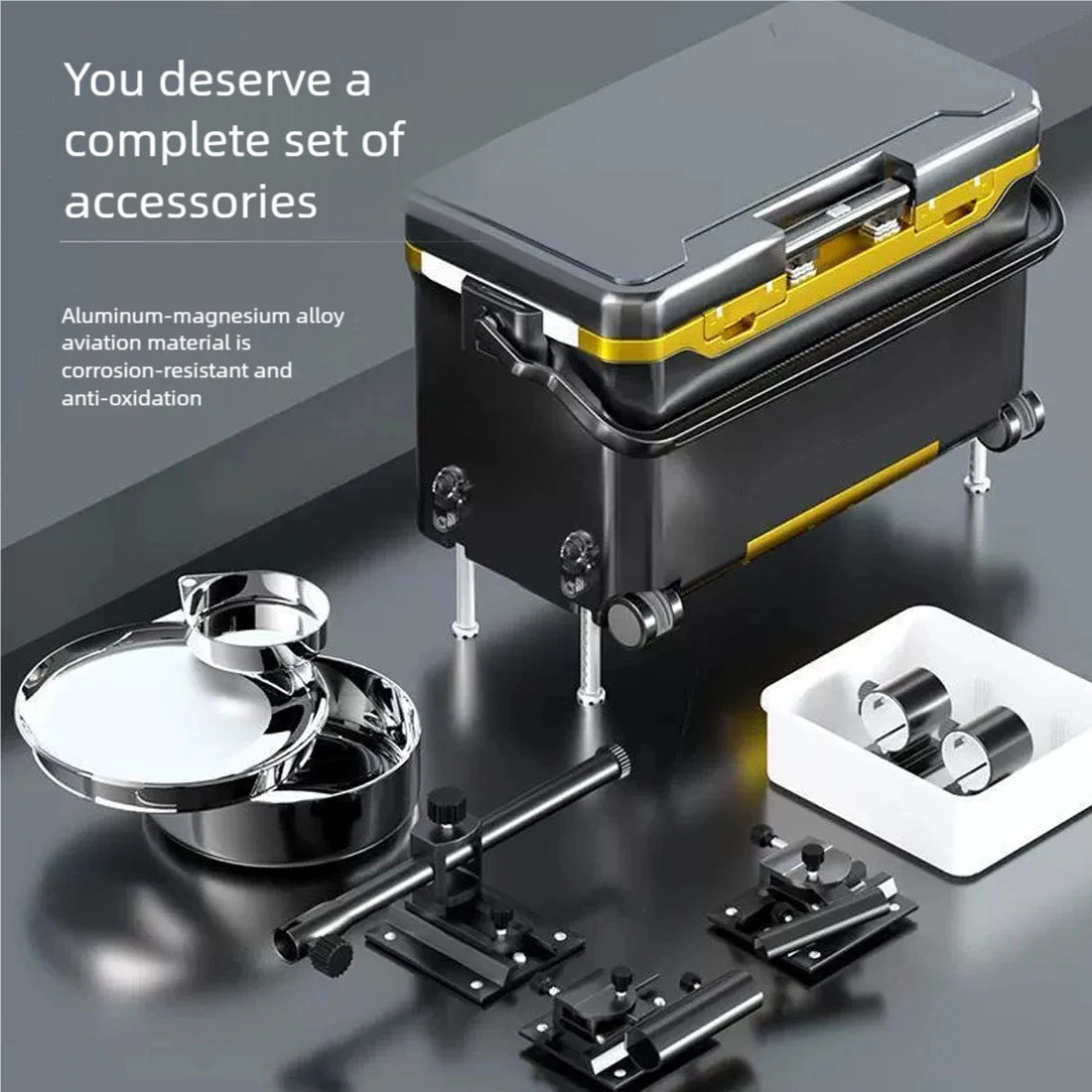 Multifunctional Fishing Tackle Box 36L Fishing Bucket Storage Tackle Box with Liftable Legs and Wheel Fishing Storage Equipment