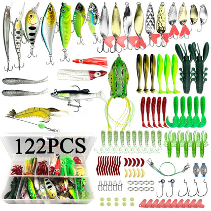 284pcs Fishing Lures Kit for Topwater Bait Rigs Tackle Kit for Bass Trout Salmon Fishing Accessories