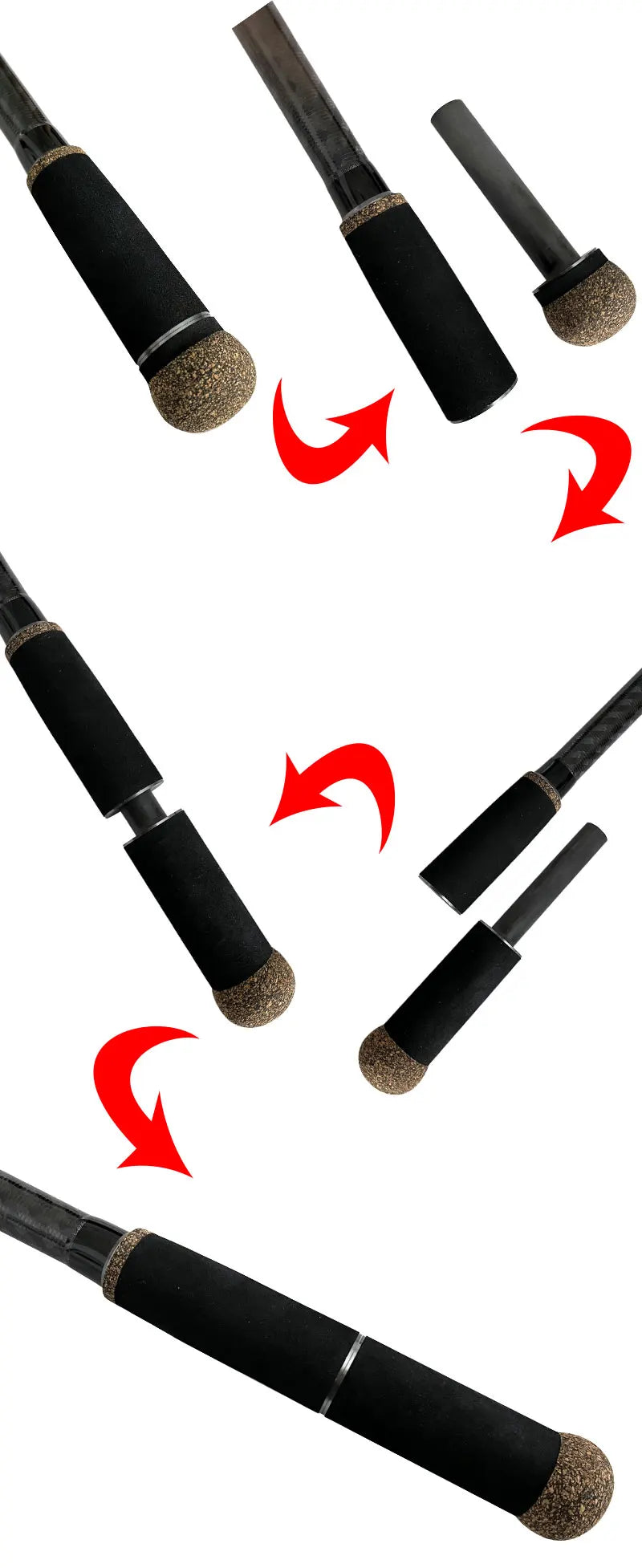 TAKEDOTN92 PT65CXH-6 High Quality Travel Spinning Fishing Rod Carbon Fiber Bass Lure Surf Casting Rods 6 Sections Adjustable Rod