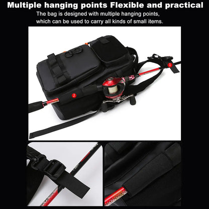 Fishing Tackle Backpack Fishing Gear Bag Tackle Backpack Lightweight Tacticall Tackle Box Multifunctional Fishing Storage Bag