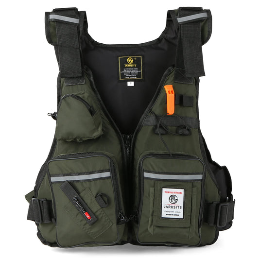 Pro Fly Fishing Life Jacket Buoyancy Vest Multi-Pockets with Water Bottle Holder for Kayaking Sailing Boating Water Sports