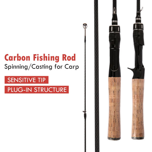Lightweight Fishing Rod 1.65m/1.8m Carbon Spinning Casting Rod UL Power 2-Section Pole Bass Carp Saltwater Fishing Accessories