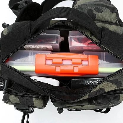 Fishing Tackle Backpack Lure Box Gear Storage Bag Backpack with Rod Holder Sling Shoulder Bag